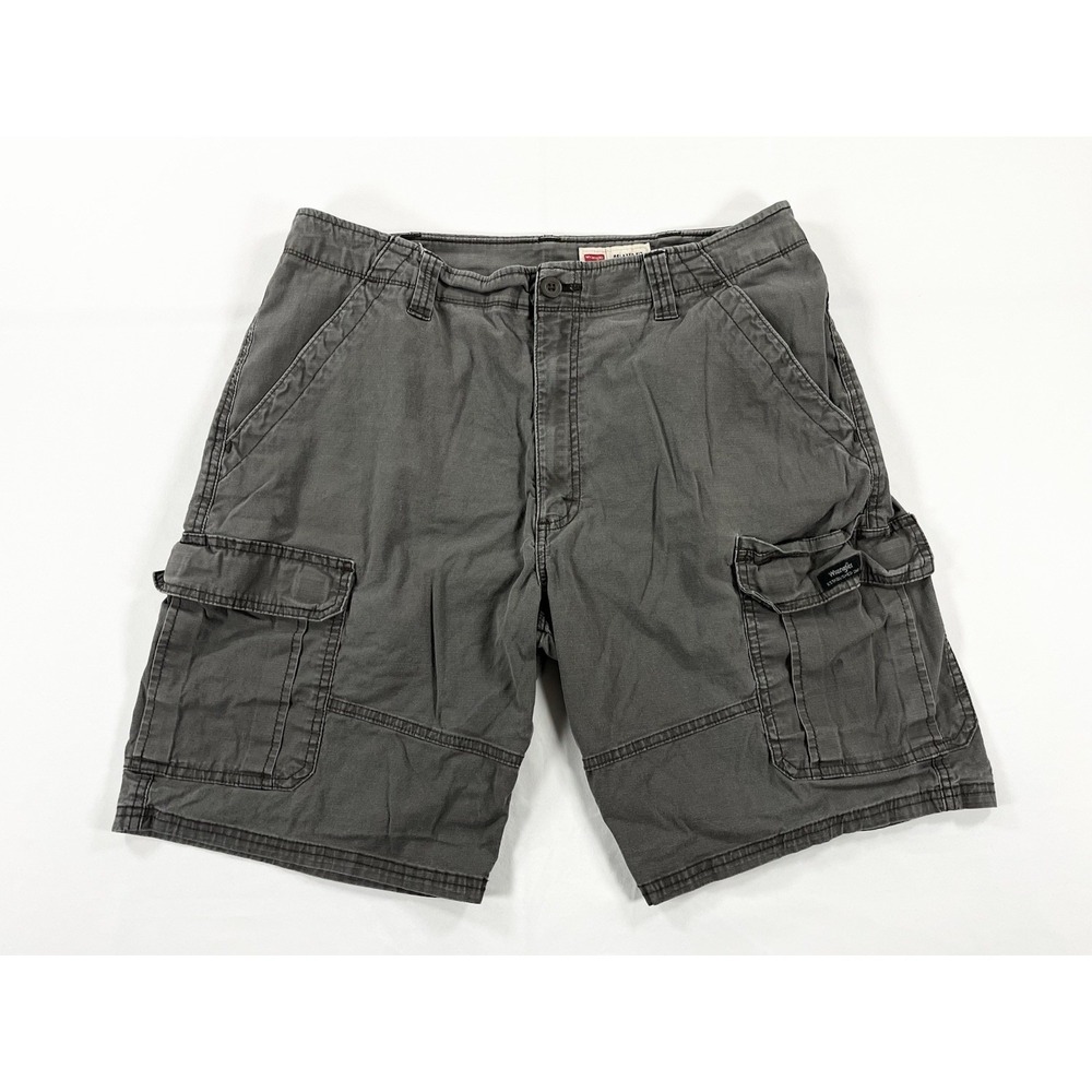 Wrangler Relaxed Fit Cargo Shorts Mens Size 36 Gray Twill Cotton Casual Skater